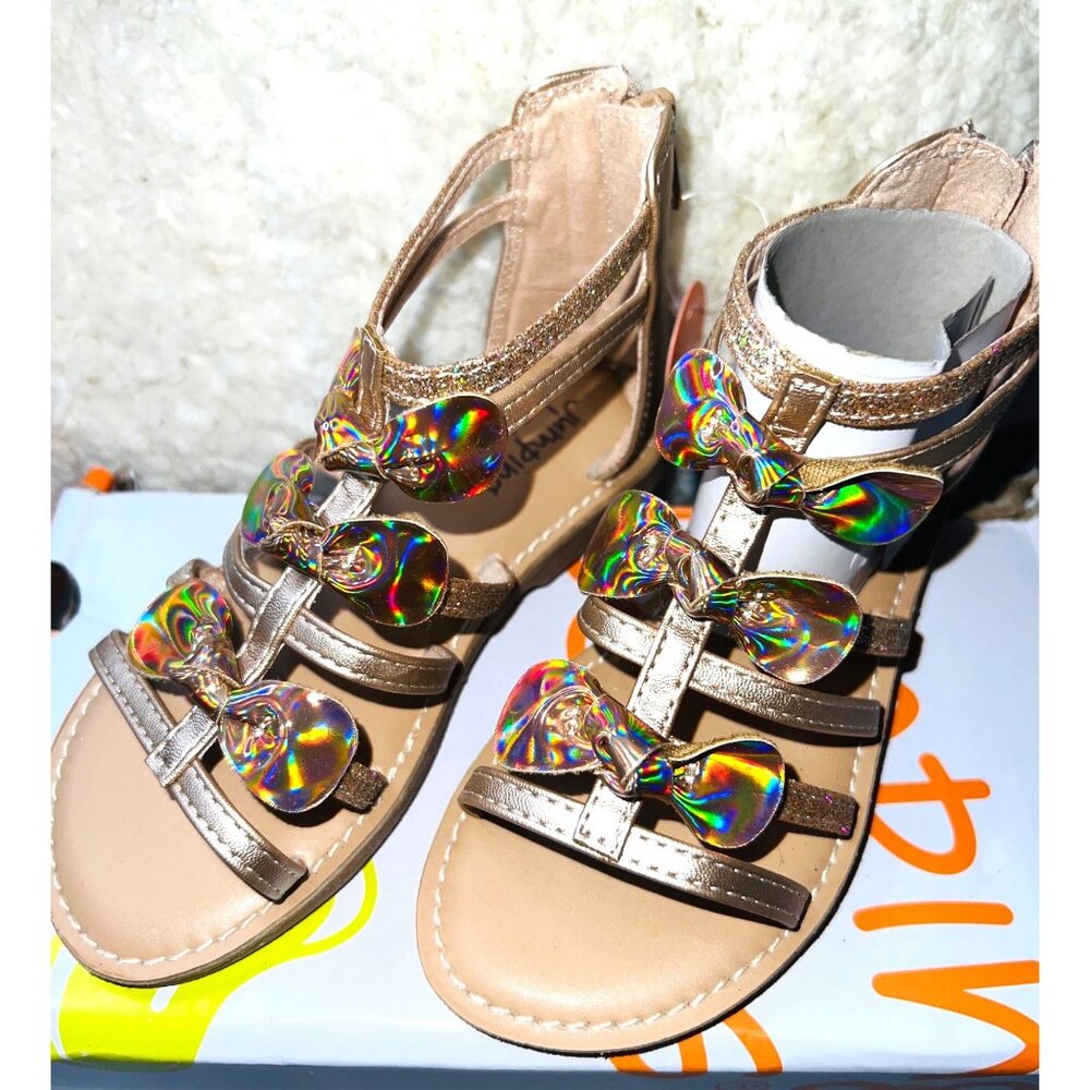 Jumping Beans Girls Enchanted Rose Gold Sandals Size 10 Back Zipper NWB